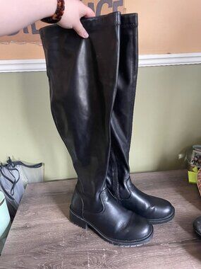 Torrid Over-the-Knee Black Leather Boots, Wide Calf Wide Width